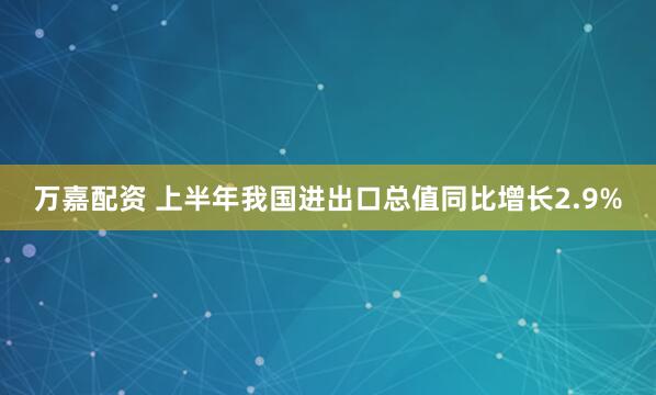 万嘉配资 上半年我国进出口总值同比增长2.9%